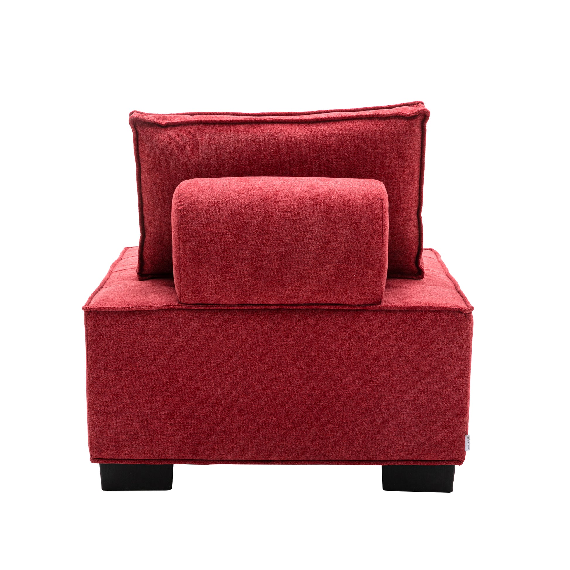 Coolmore Modern Upholstered Chair Leisure Sofa Lazy Sofa Plastic Legs And Pillow Removable Armless Accent Chair For Living Room,Bedroom,Office Rose Red Linen Rose Red Foam Linen