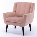 Modern Soft Velvet Material Ergonomics Accent Chair Living Room Chair Bedroom Chair Home Chair With Black Legs For Indoor Home Pink Foam Upholstered