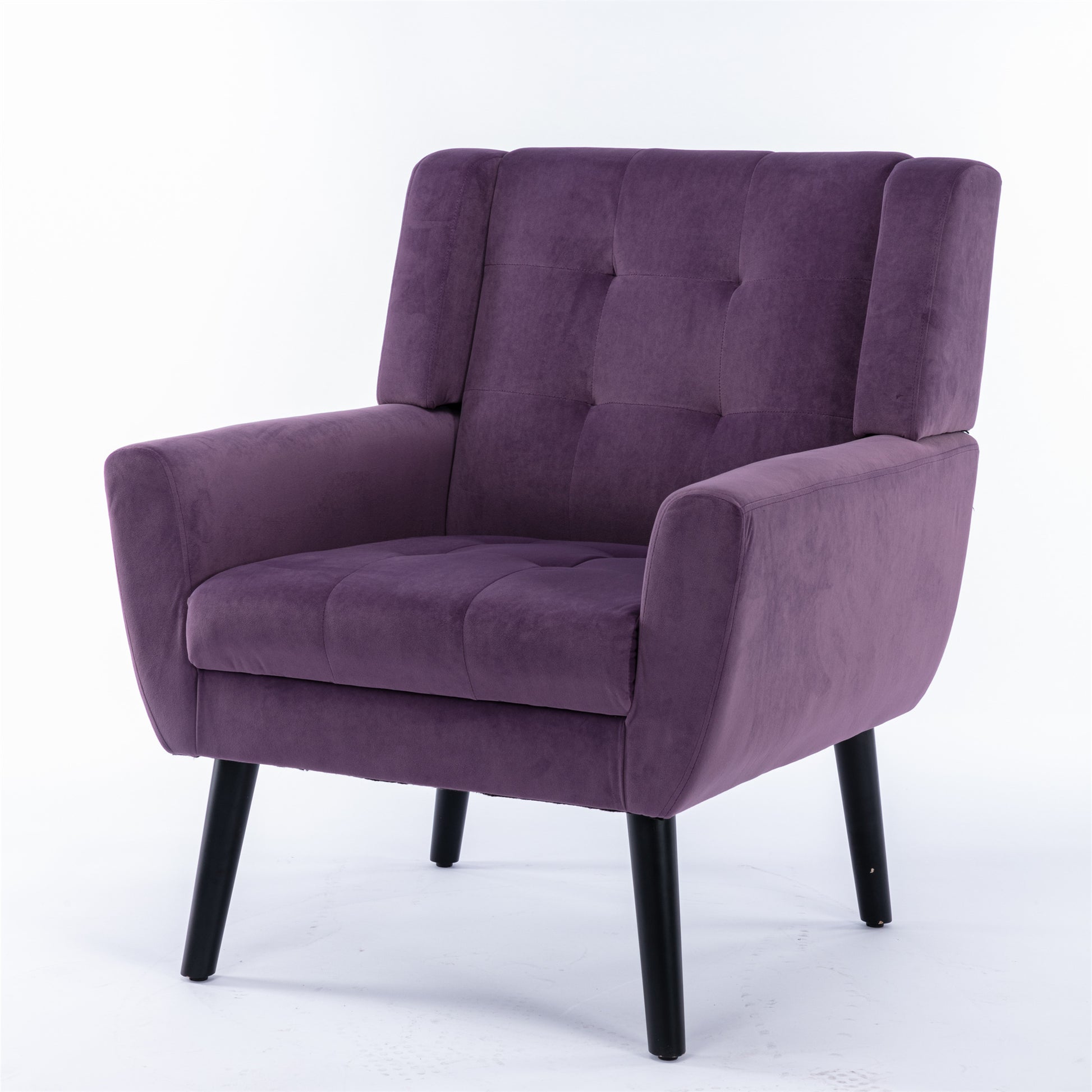 Modern Soft Velvet Material Ergonomics Accent Chair Living Room Chair Bedroom Chair Home Chair With Black Legs For Indoor Home Lavender Purple Foam Upholstered