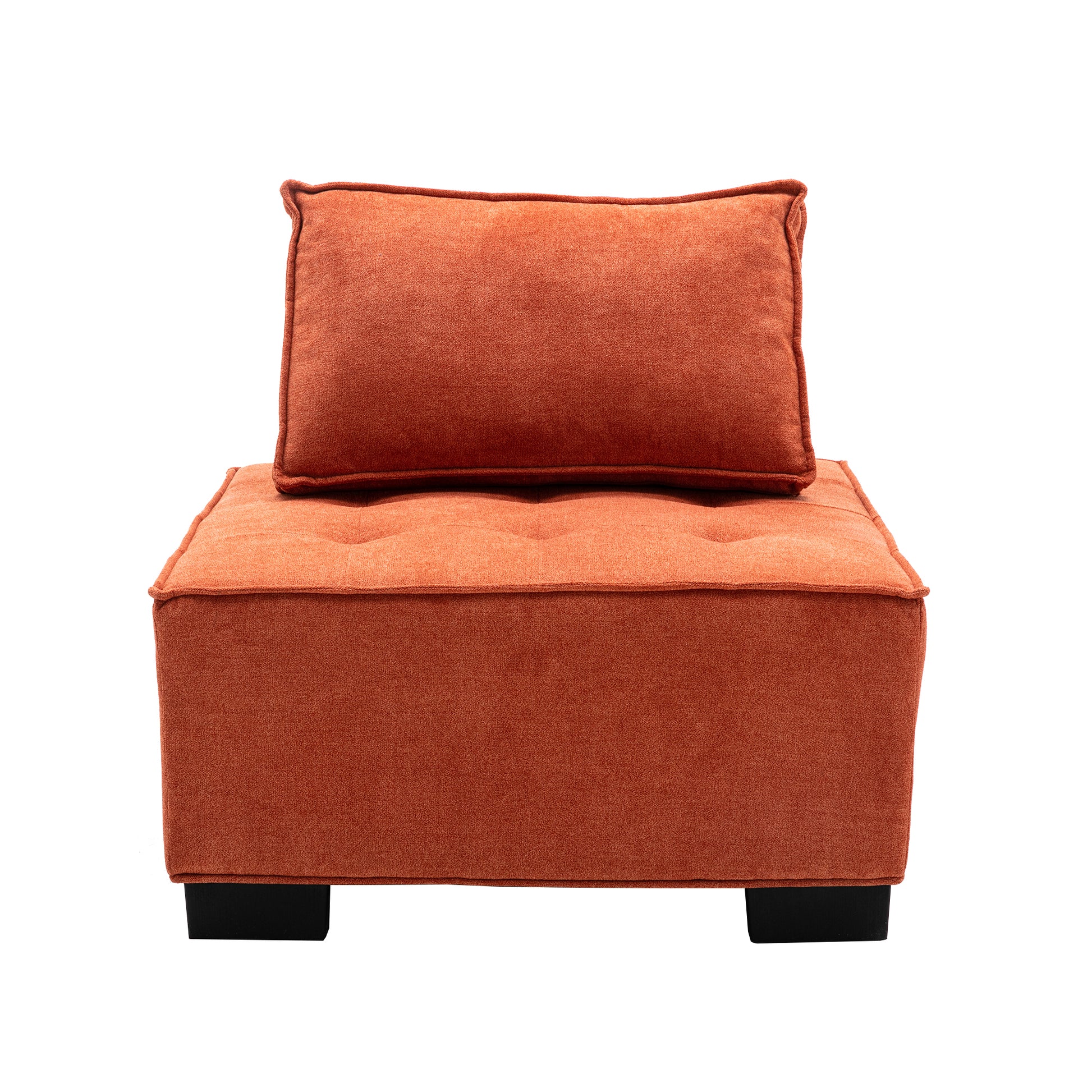 Coolmore Modern Upholstered Chair Leisure Sofa Lazy Sofa Plastic Legs And Pillow Removable Armless Accent Chair For Living Room,Bedroom,Office Orange Linen Orange Foam Linen