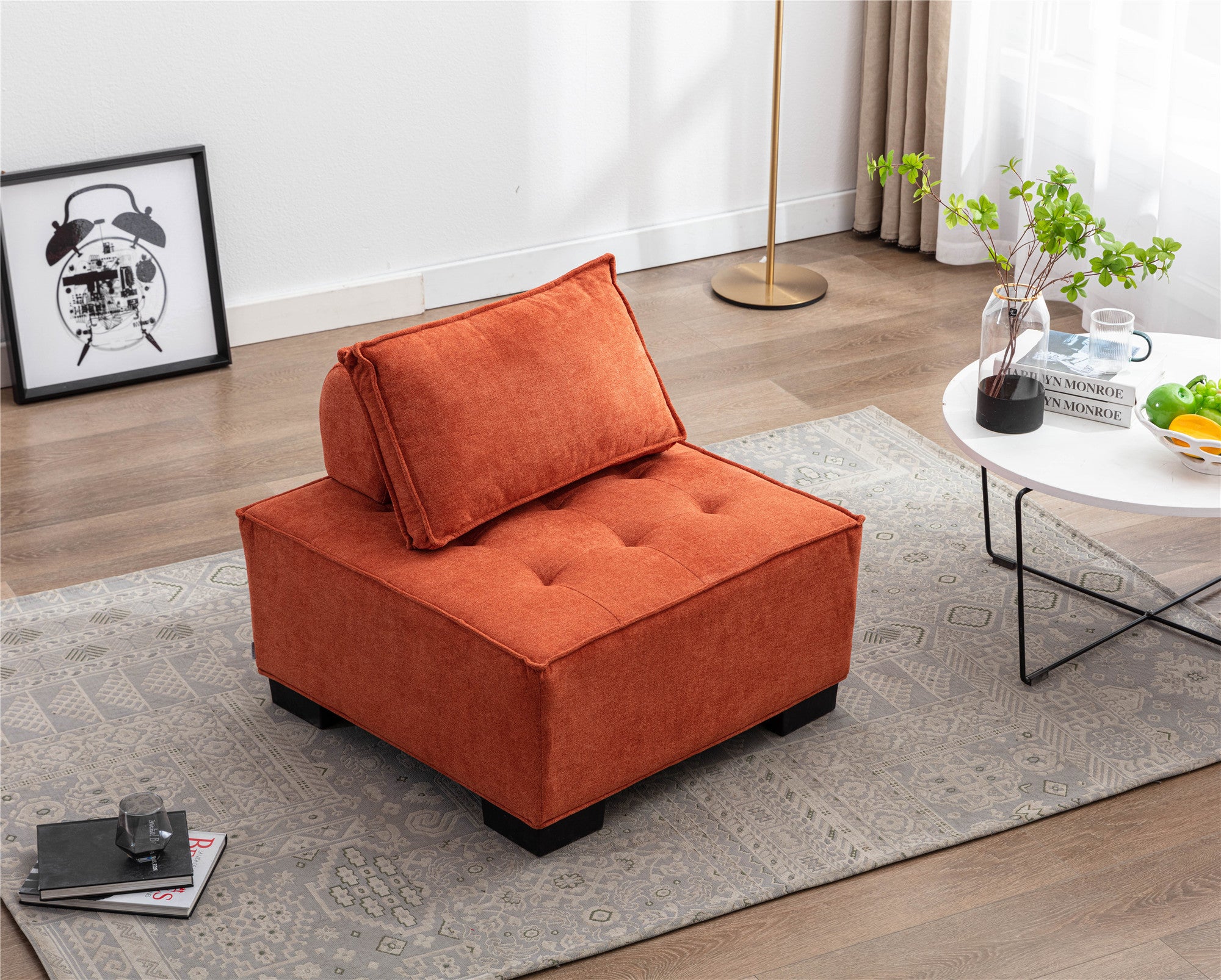 COOMORE LIVING ROOM OTTOMAN LAZY CHAIR orange-polyester