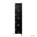 Black Side Cabinet With Aluminum Strip Lamp,With Large Storage Space Black Particle Board