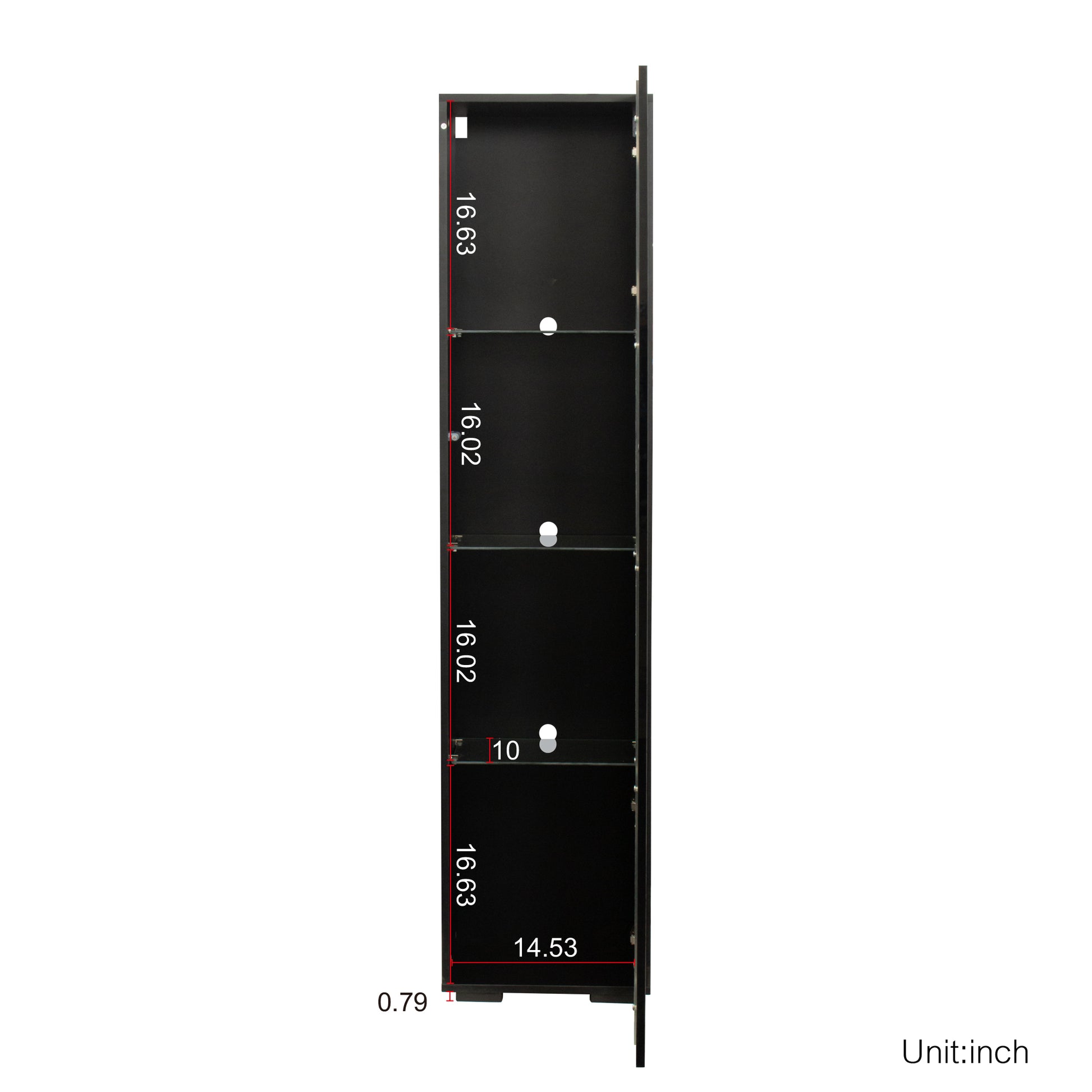 Black Side Cabinet With Aluminum Strip Lamp,With Large Storage Space Black Particle Board