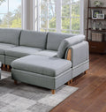 Living Room Furniture 8Pc Sectional Sofa Set Light Grey Dorris Fabric Couch 3X Wedges 3X Armless Chair And 2X Ottomans Light Grey Primary Living Space Cushion Back Contemporary,Modern Modular Fabric 8 Seat