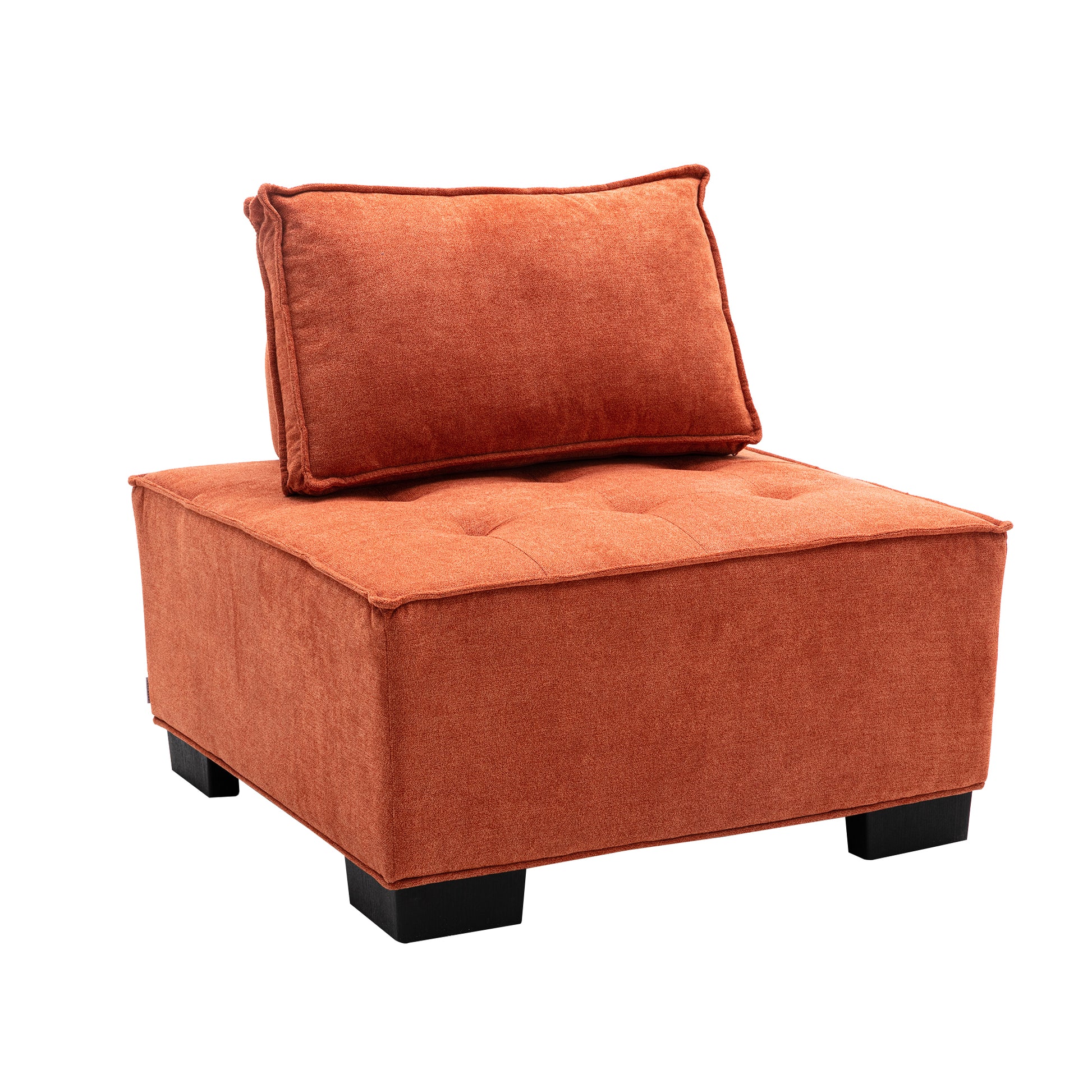 Coolmore Modern Upholstered Chair Leisure Sofa Lazy Sofa Plastic Legs And Pillow Removable Armless Accent Chair For Living Room,Bedroom,Office Orange Linen Orange Foam Linen