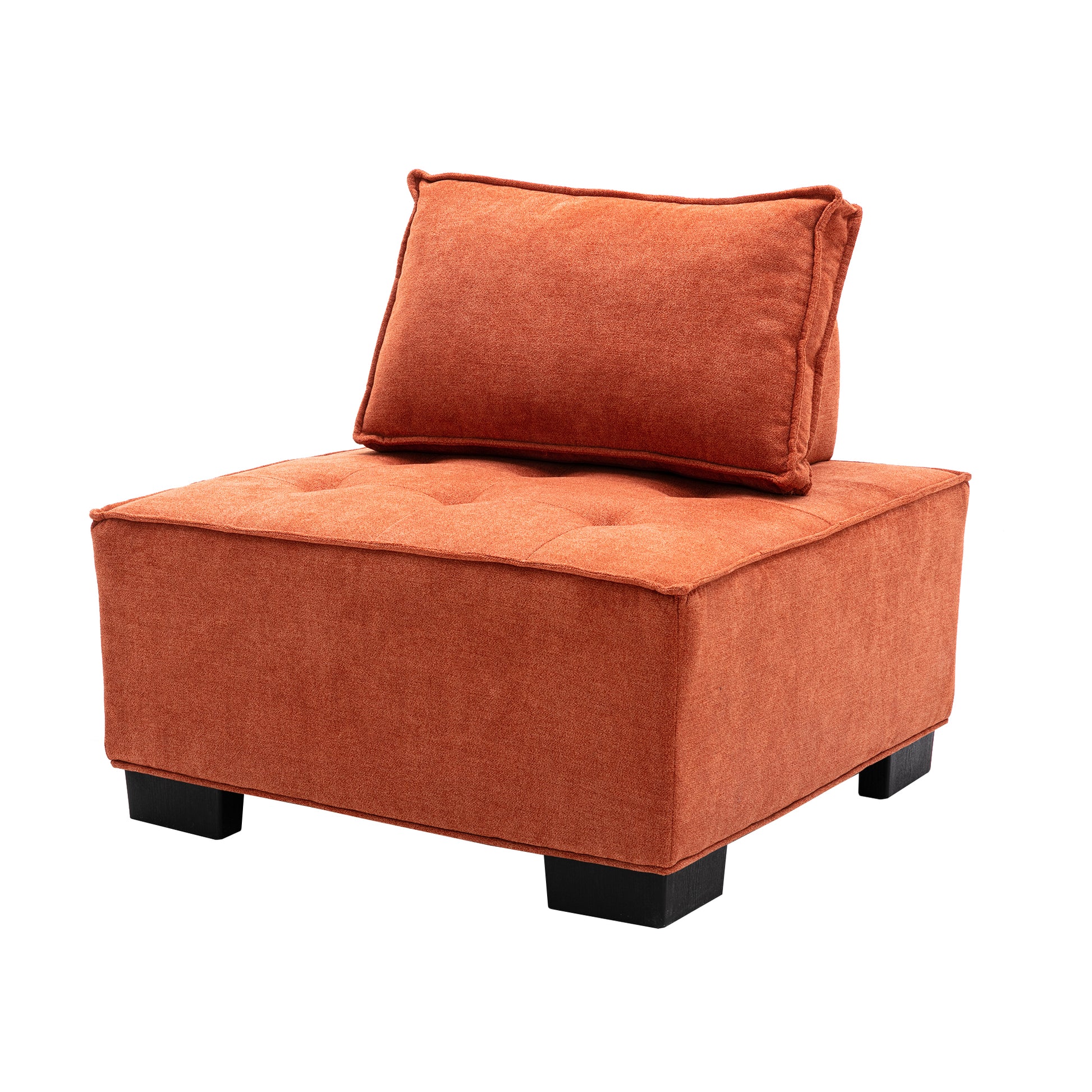 Coolmore Modern Upholstered Chair Leisure Sofa Lazy Sofa Plastic Legs And Pillow Removable Armless Accent Chair For Living Room,Bedroom,Office Orange Linen Orange Foam Linen