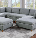 Living Room Furniture 8Pc Sectional Sofa Set Light Grey Dorris Fabric Couch 3X Wedges 3X Armless Chair And 2X Ottomans Light Grey Primary Living Space Cushion Back Contemporary,Modern Modular Fabric 8 Seat