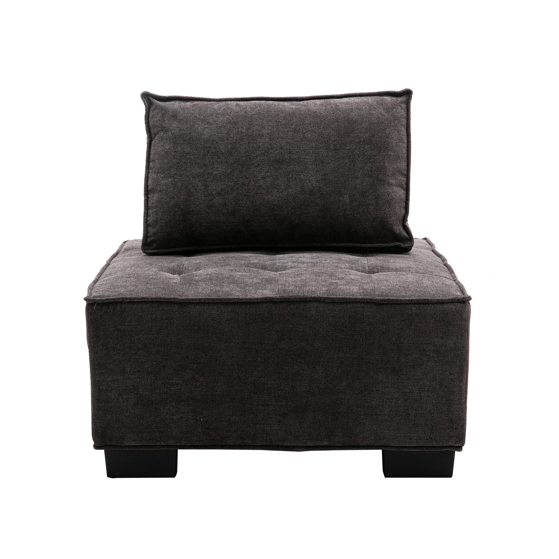 Coolmore Modern Upholstered Chair Leisure Sofa Lazy Sofa Plastic Legs And Pillow Removable Armless Accent Chair For Living Room,Bedroom,Office Grey Linen Grey Foam Linen