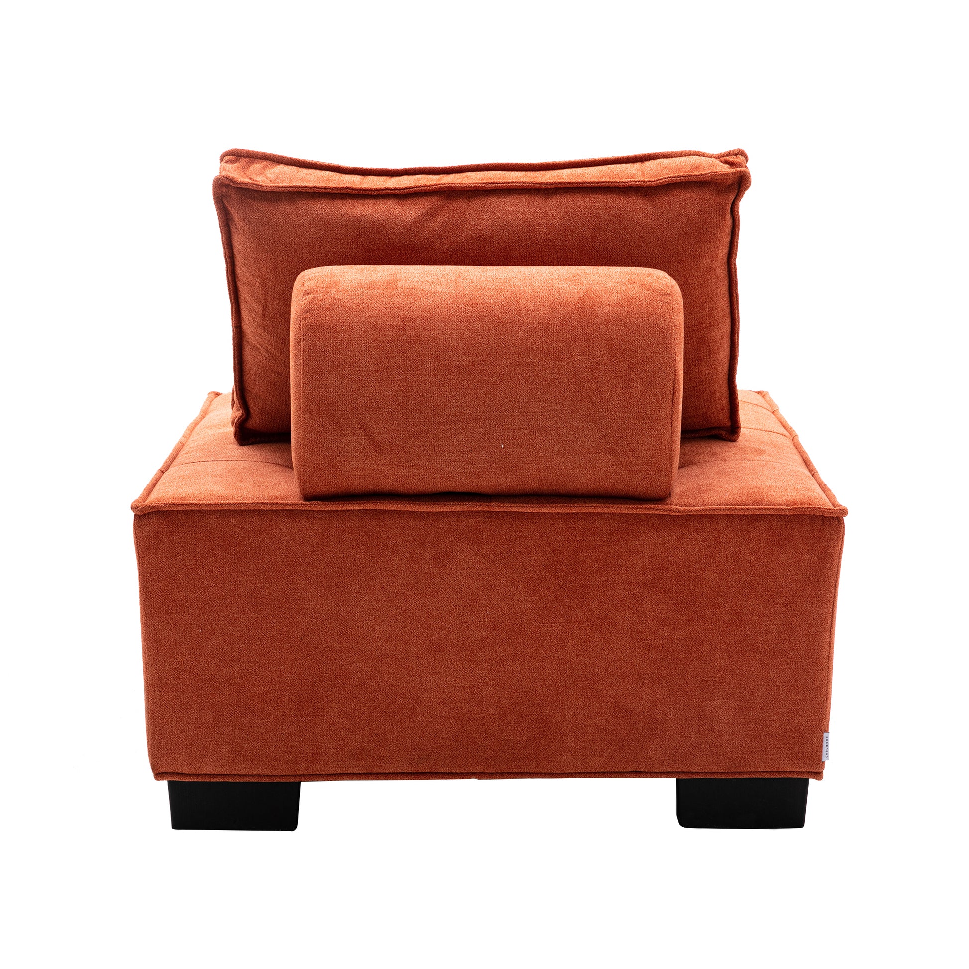 Coolmore Modern Upholstered Chair Leisure Sofa Lazy Sofa Plastic Legs And Pillow Removable Armless Accent Chair For Living Room,Bedroom,Office Orange Linen Orange Foam Linen
