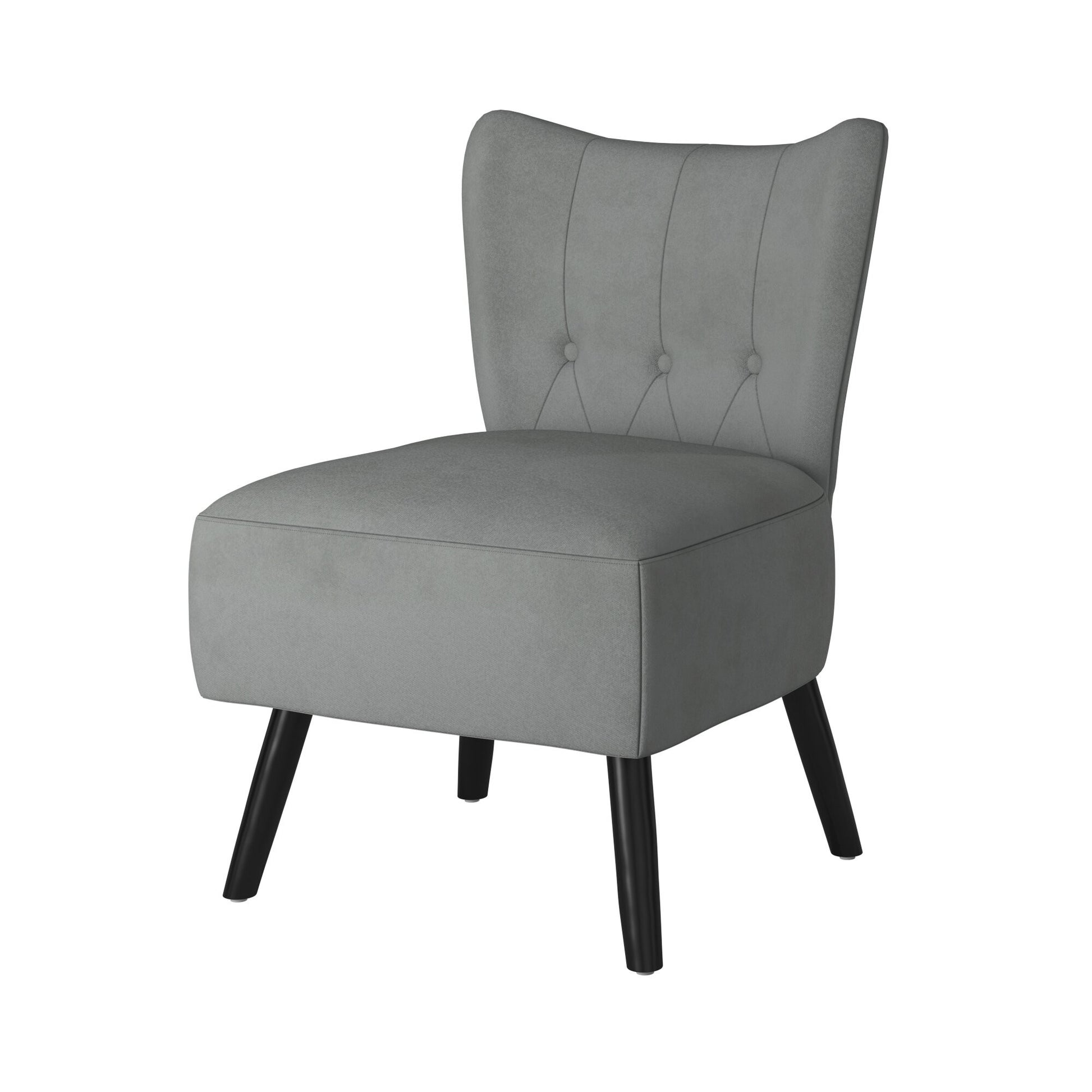 Unique Style Gray Velvet Covering Accent Chair Button gray-primary living space-modern-retro-solid wood