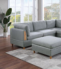 Living Room Furniture 8Pc Sectional Sofa Set Light Grey Dorris Fabric Couch 3X Wedges 3X Armless Chair And 2X Ottomans Light Grey Primary Living Space Cushion Back Contemporary,Modern Modular Fabric 8 Seat