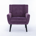 Modern Soft Velvet Material Ergonomics Accent Chair Living Room Chair Bedroom Chair Home Chair With Black Legs For Indoor Home Lavender Purple Foam Upholstered