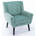 Modern Soft Velvet Material Ergonomics Accent Chair Living Room Chair Bedroom Chair Home Chair With Black Legs For Indoor Home Mint Green Foam Upholstered