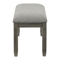 Wood Frame Dining Bench 1Pc Antique Gray Finish Frame With Neutral Tone Gray Fabric Seat Antique Gray Dining Room Wood