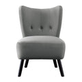 Unique Style Gray Velvet Covering Accent Chair Button gray-primary living space-modern-retro-solid wood