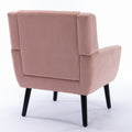 Modern Soft Velvet Material Ergonomics Accent Chair Living Room Chair Bedroom Chair Home Chair With Black Legs For Indoor Home Pink Foam Upholstered