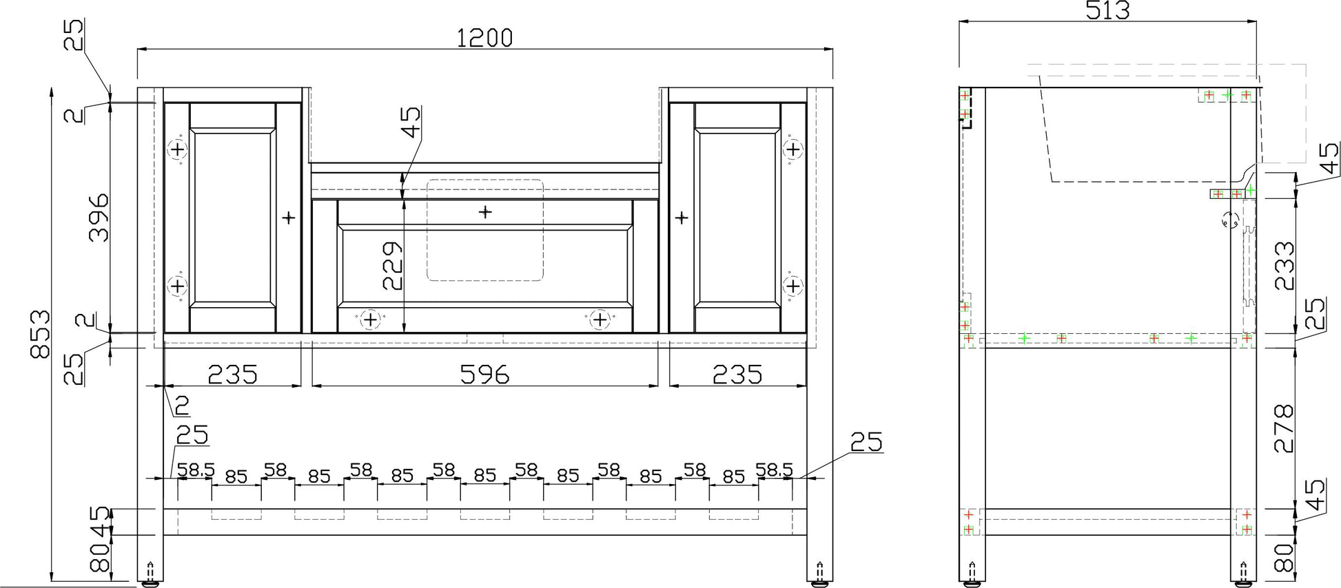 Solid Wood Bathroom Vanities Without Tops 48 In. W X 20 In. D X 33.60 In. Hbathroom Vanity In Green Green Solid Wood