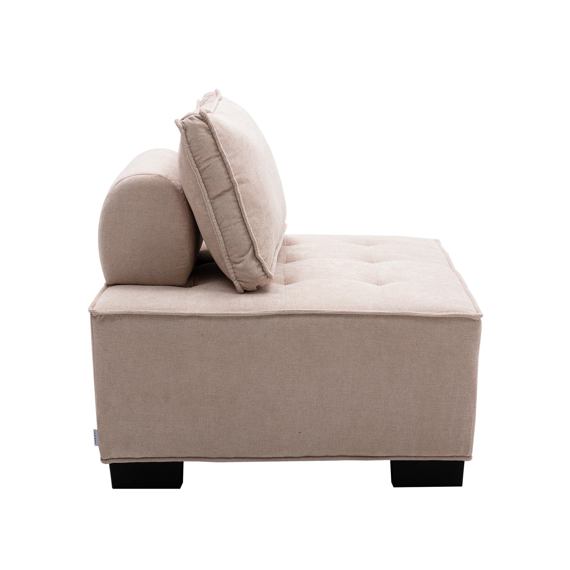 Coolmore Modern Upholstered Chair Leisure Sofa Lazy Sofa Plastic Legs And Pillow Removable Armless Accent Chair For Living Room,Bedroom,Office Beige Linen Beige Foam Linen