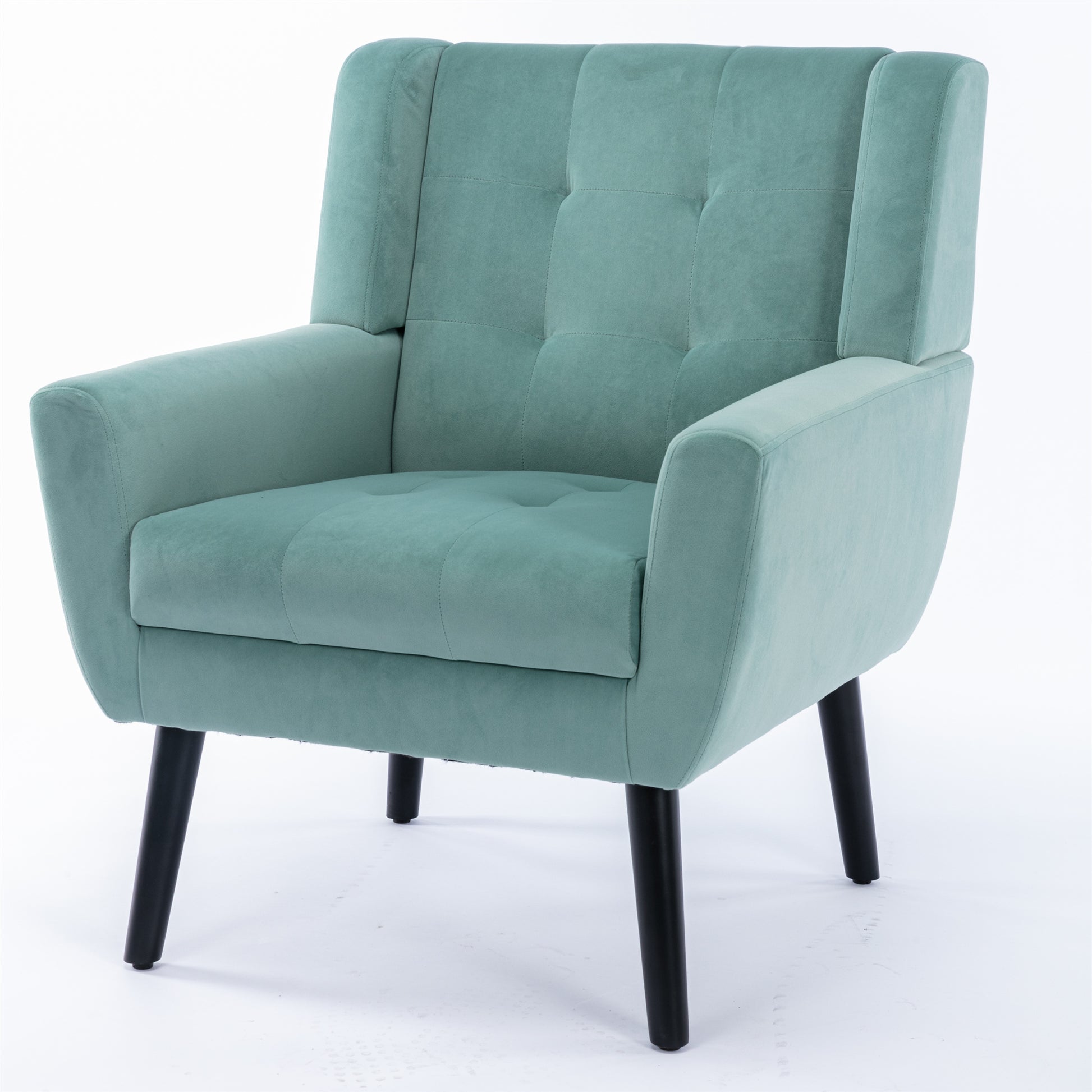 Modern Soft Velvet Material Ergonomics Accent Chair Living Room Chair Bedroom Chair Home Chair With Black Legs For Indoor Home Mint Green Foam Upholstered