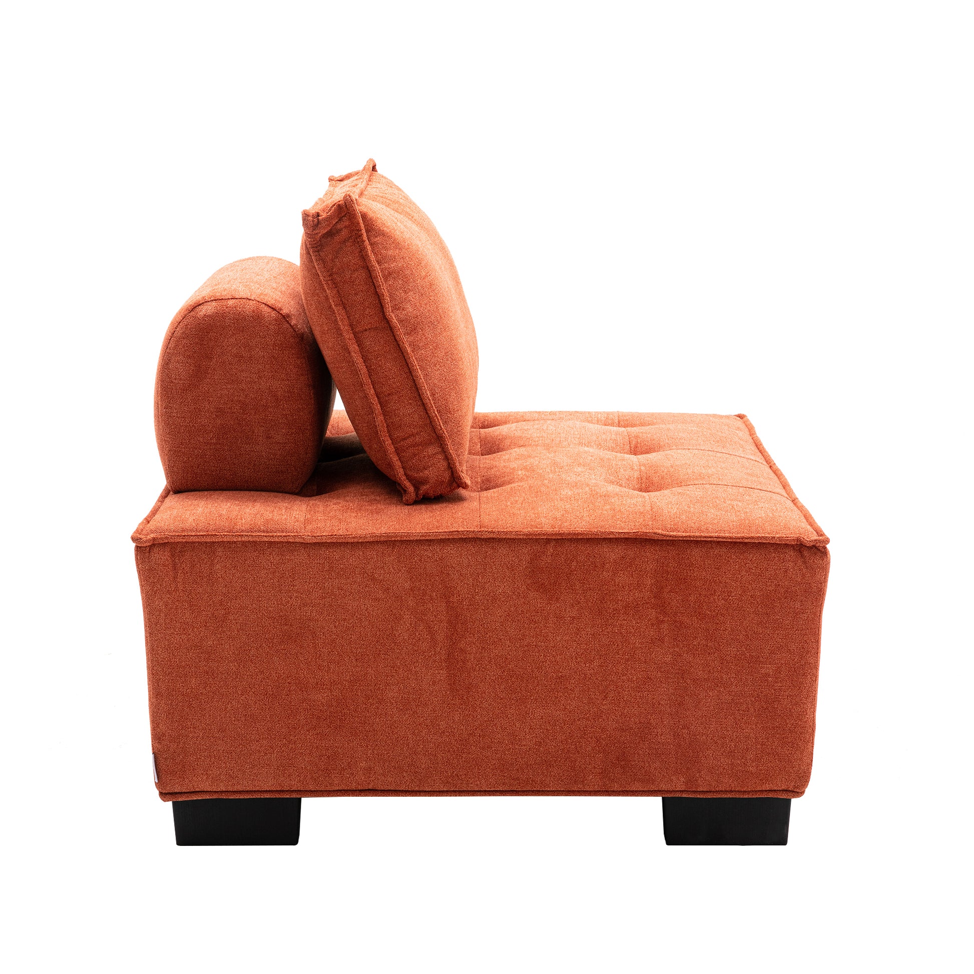 Coolmore Modern Upholstered Chair Leisure Sofa Lazy Sofa Plastic Legs And Pillow Removable Armless Accent Chair For Living Room,Bedroom,Office Orange Linen Orange Foam Linen