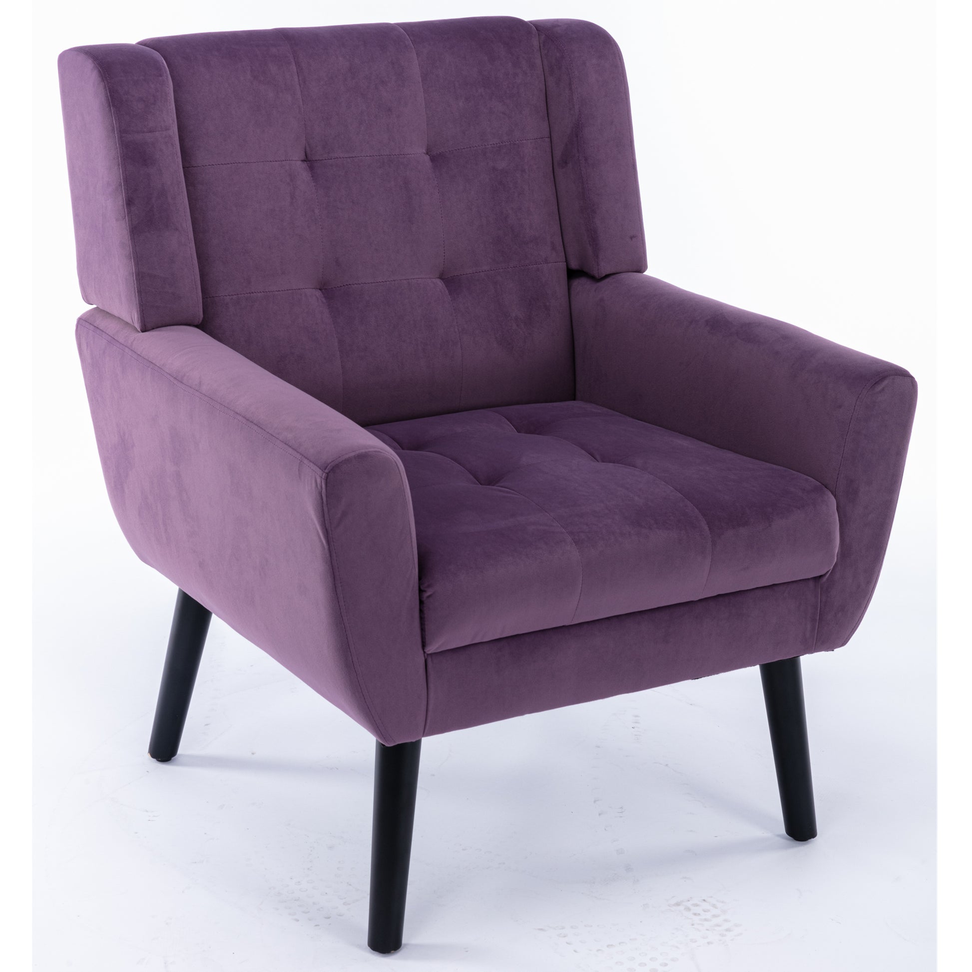 Modern Soft Velvet Material Ergonomics Accent Chair Living Room Chair Bedroom Chair Home Chair With Black Legs For Indoor Home Lavender Purple Foam Upholstered