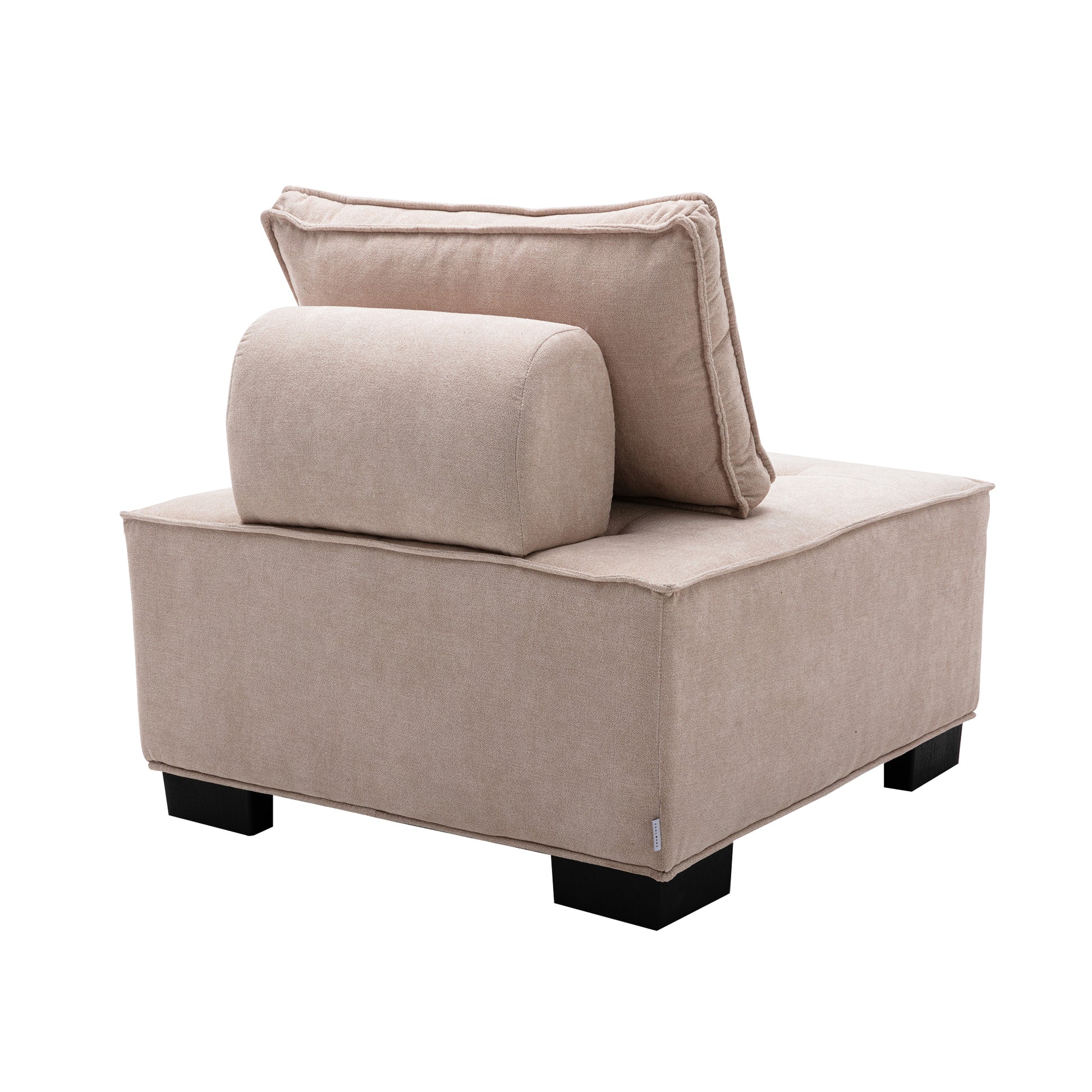 Coolmore Modern Upholstered Chair Leisure Sofa Lazy Sofa Plastic Legs And Pillow Removable Armless Accent Chair For Living Room,Bedroom,Office Beige Linen Beige Foam Linen