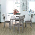 5 Piece Dining Table Set Industrial Wooden Kitchen Table And 4 Chairs For Dining Room Grey Gray Solid Wood