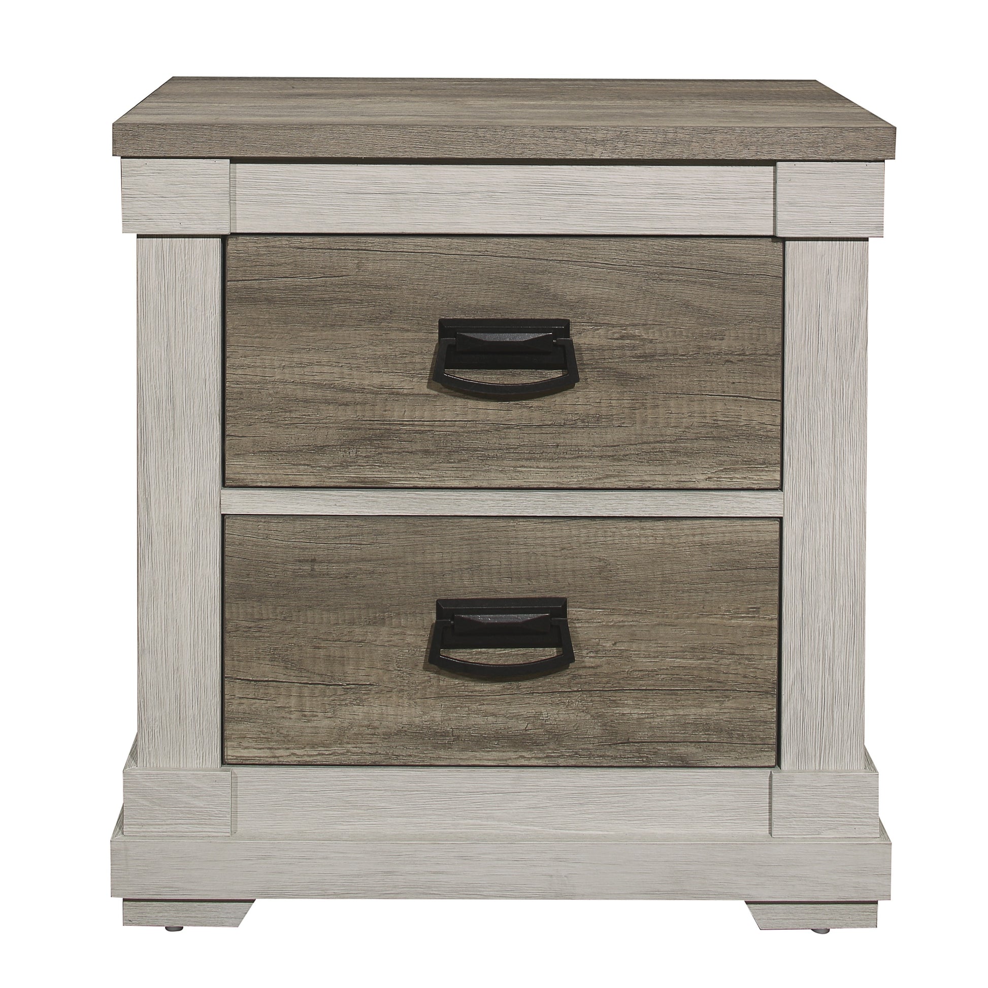 Beautiful Two Tone Finish Nightstand Transitional Bedroom Furniture Antique Black Tone Handles Multicolor 2 Drawers Bedroom Contemporary Wood