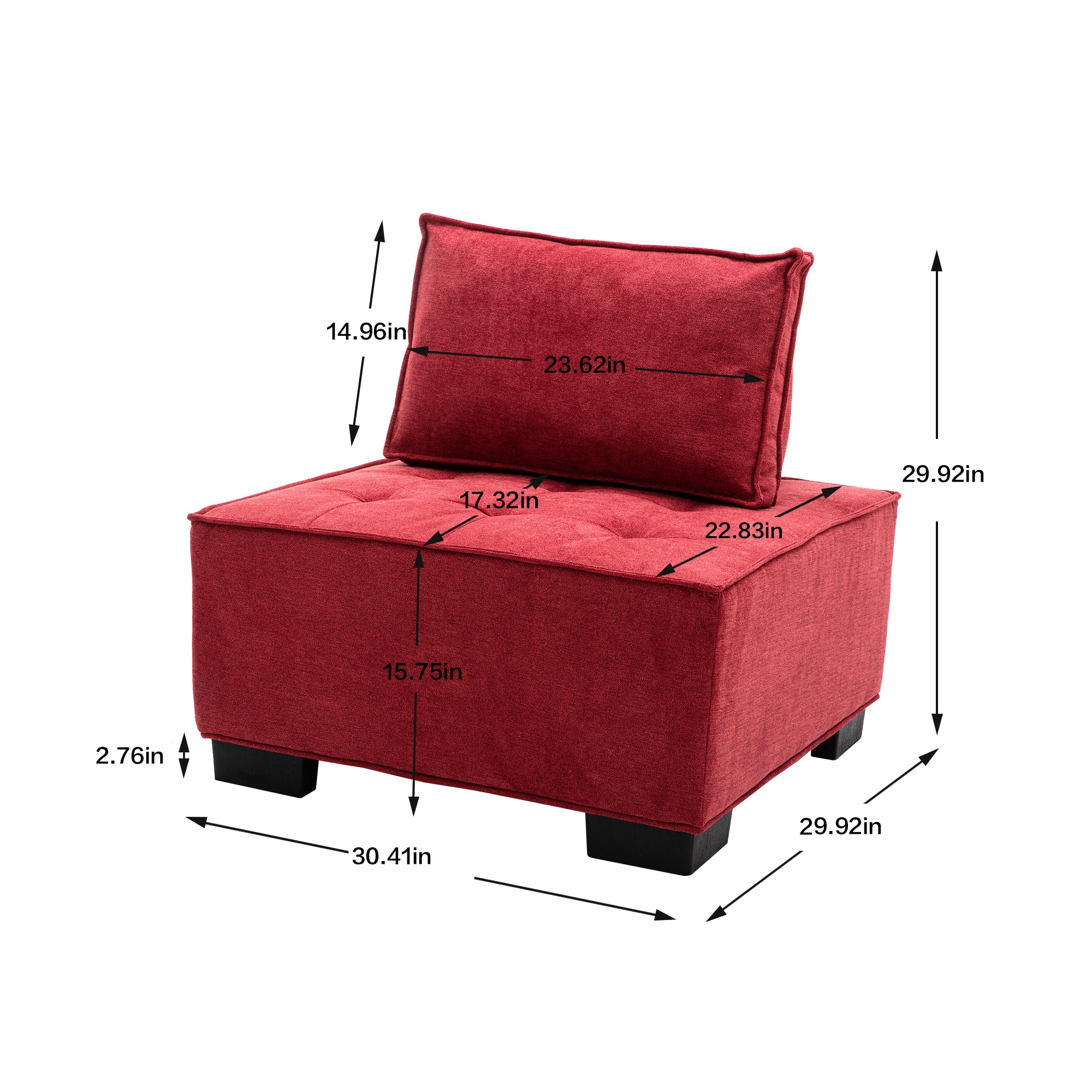 COOMORE LIVING ROOM OTTOMAN LAZY CHAIR rose red-polyester