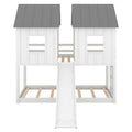 Twin Over Twin House Bunk Bed With Slide And Windows,White Old Sku:Gx000920Aak 1 White Pine