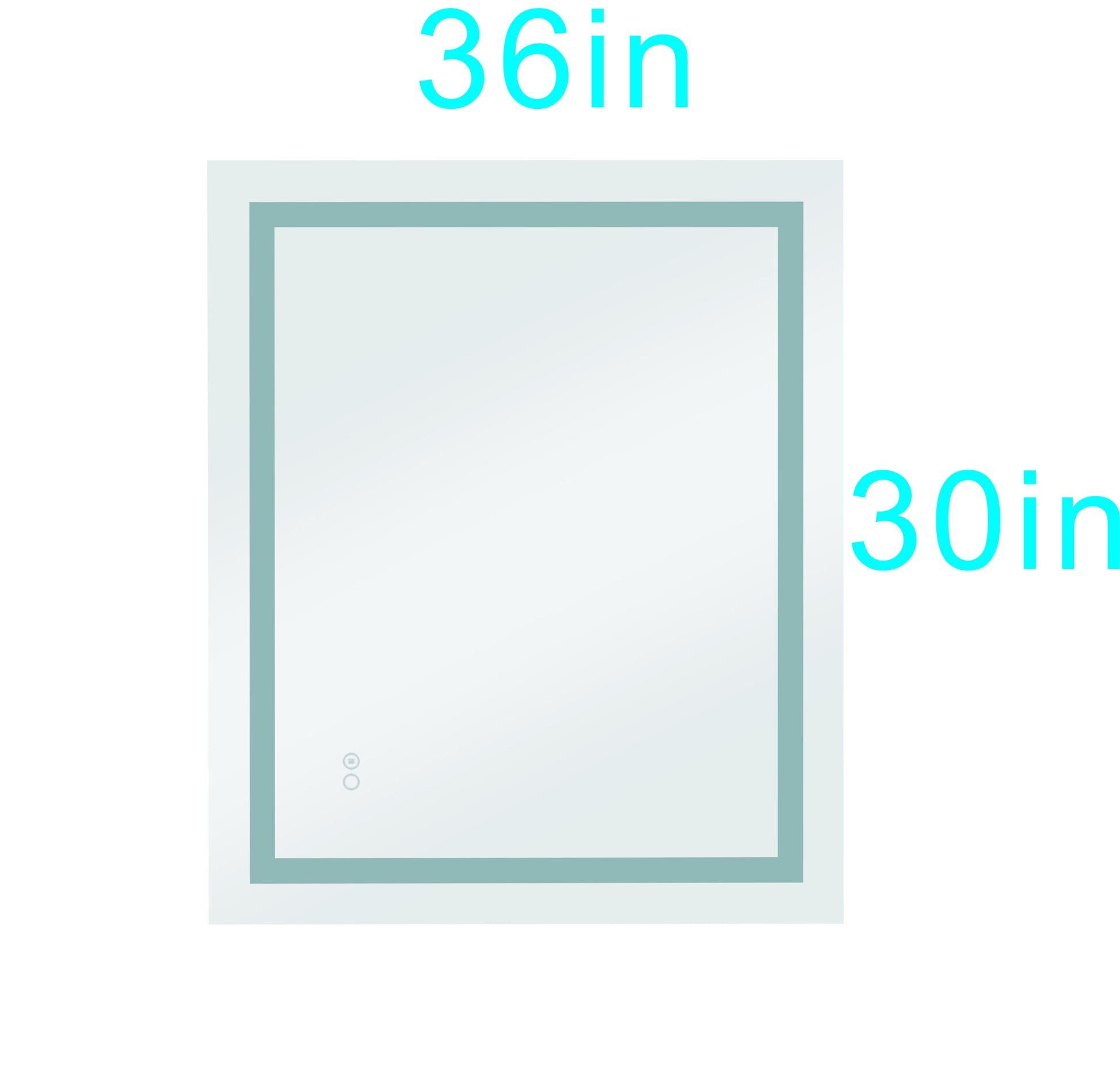 36*30in Led Mirror for Bathroom with white-aluminum