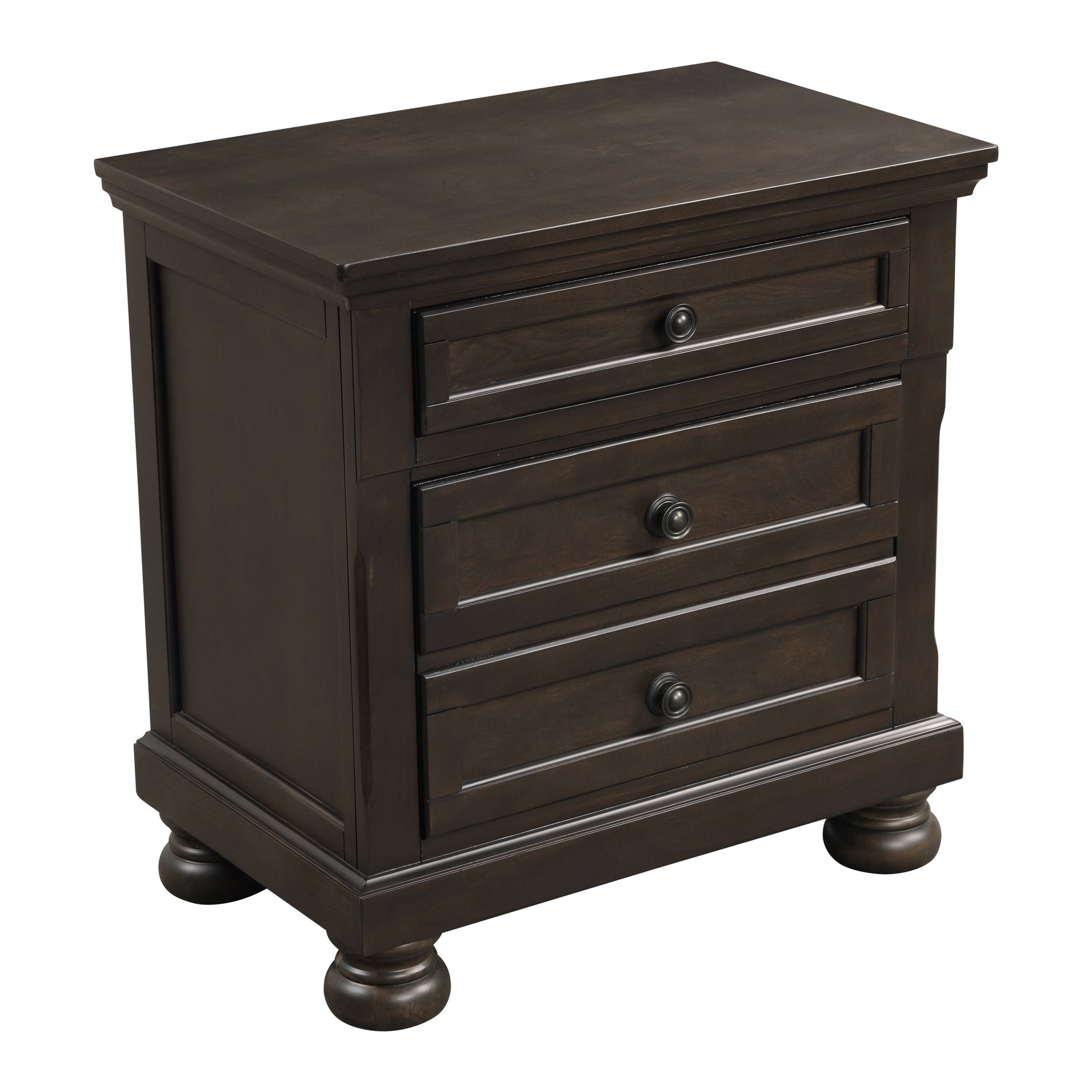 Transitional Design Nightstand Grayish Brown Finish Two Dovetail Drawers Bun Feet Wooden Furniture Brown Mix 2 Drawers Bedroom Traditional,Transitional Wood