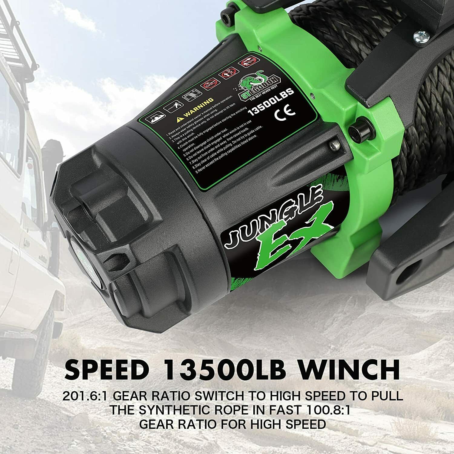 Stegodon Electric Winch 13500lb 12v Synthetic
