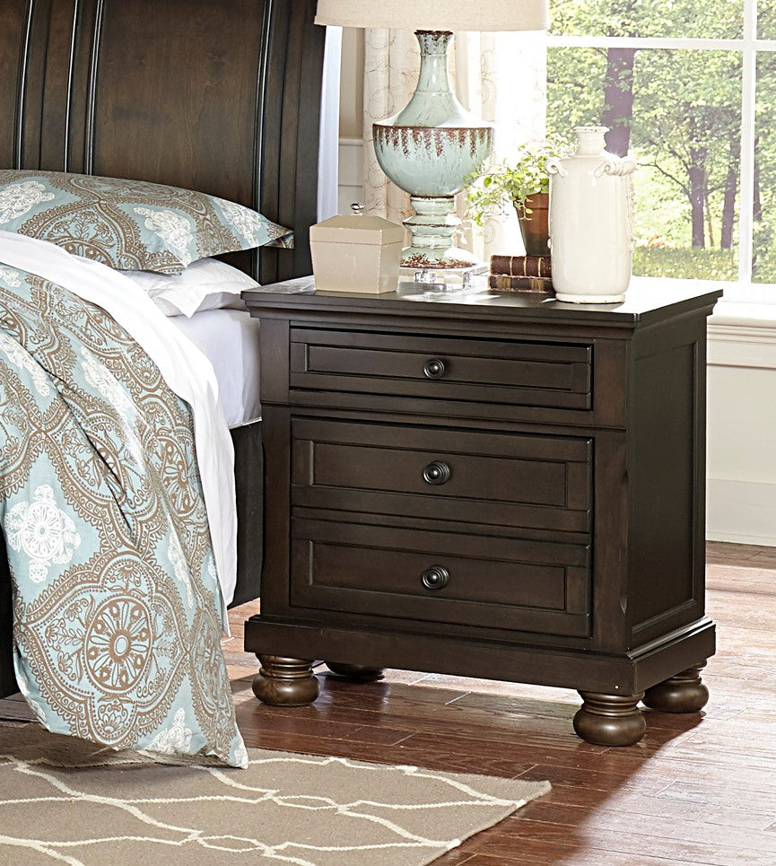 Transitional Design Nightstand Grayish Brown Finish Two Dovetail Drawers Bun Feet Wooden Furniture Brown Mix 2 Drawers Bedroom Traditional,Transitional Wood