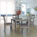 5 Piece Dining Table Set Industrial Wooden Kitchen Table And 4 Chairs For Dining Room Grey Gray Solid Wood