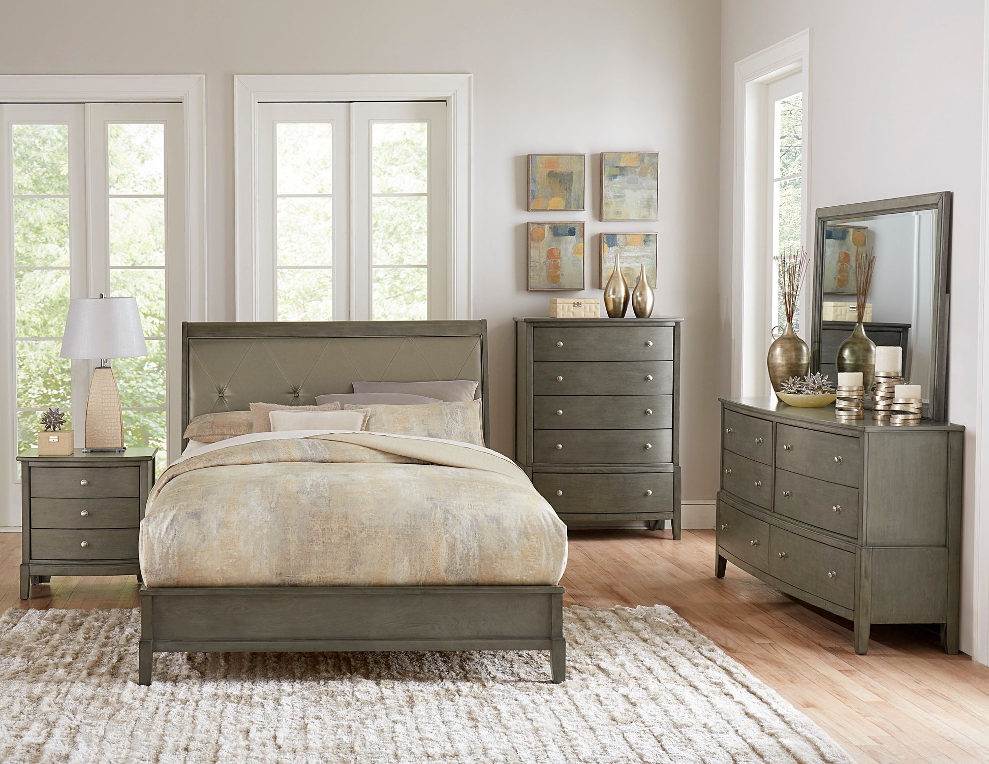 Transitional Style Gray Finish 1Pc Desser Storage Drawers Ball Bearing Glides Wooden Furniture Gray Bedroom Classic,Traditional Wood