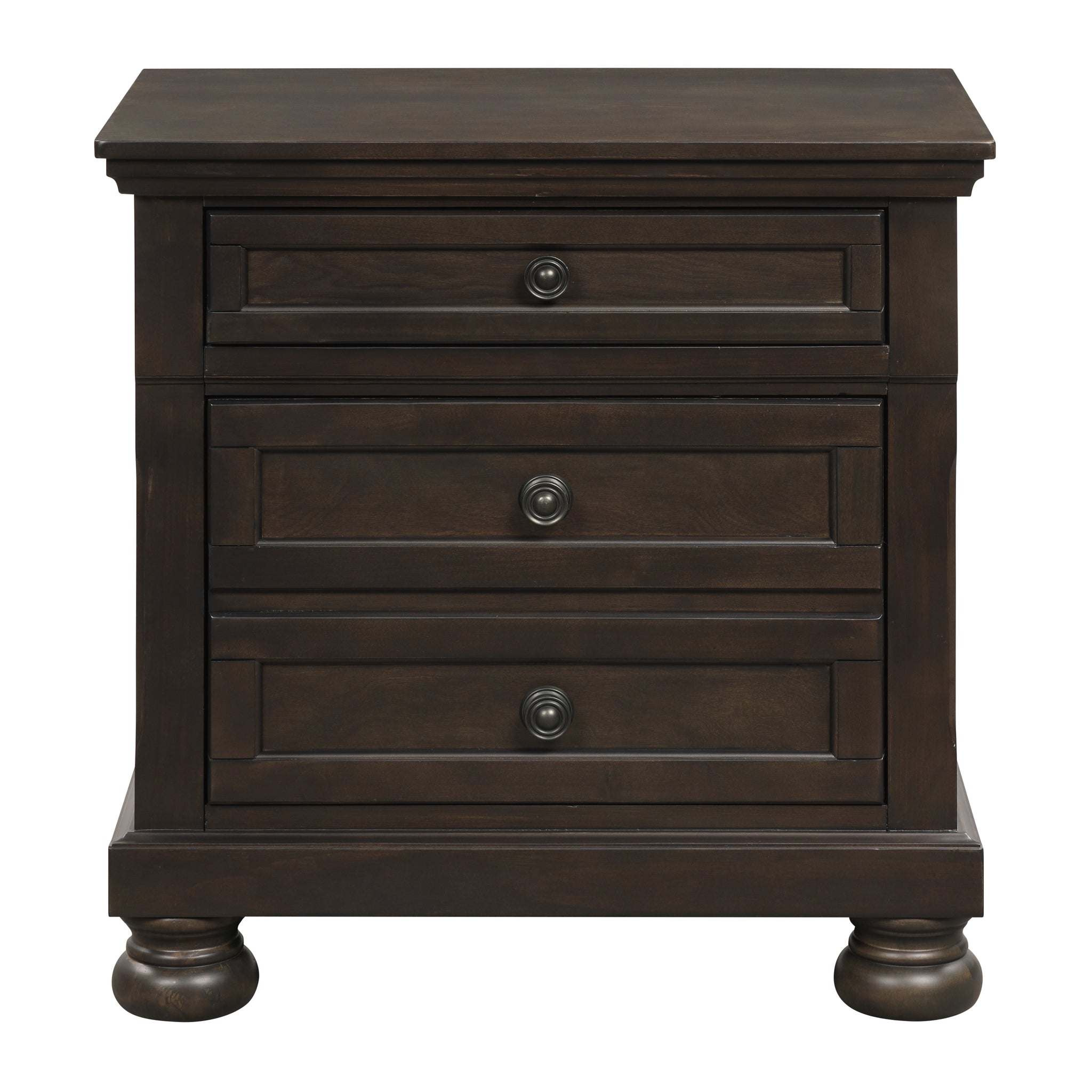 Transitional Design Nightstand Grayish Brown Finish Two Dovetail Drawers Bun Feet Wooden Furniture Brown Mix 2 Drawers Bedroom Traditional,Transitional Wood