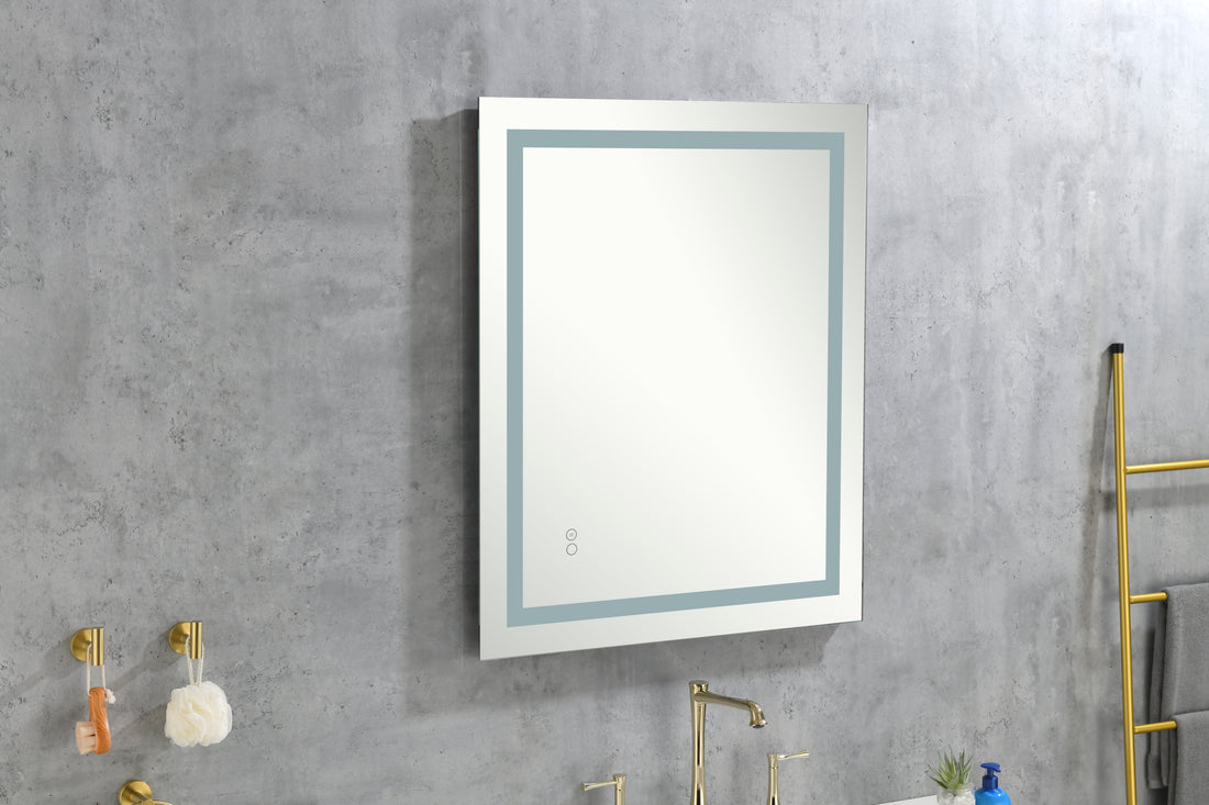 32*24 LED Lighted Bathroom Wall Mounted Mirror with white-aluminium