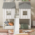 Twin Over Twin House Bunk Bed With Slide And Windows,White Old Sku:Gx000920Aak 1 White Pine