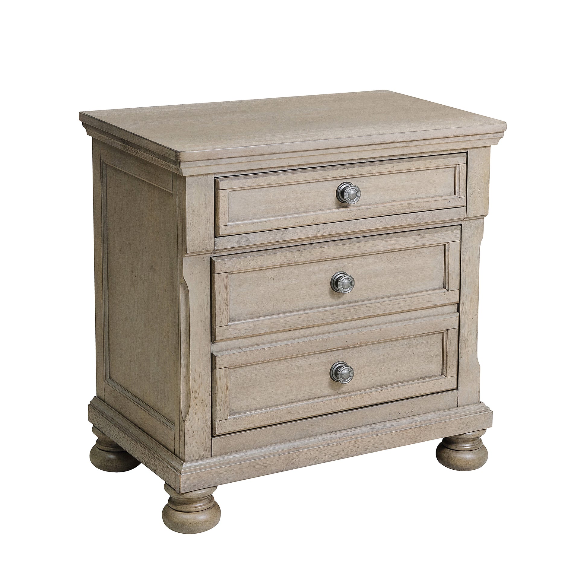 Transitional Bedroom Nightstand With Hidden Drawer Wire Brushed Gray Finish Birch Veneer Wood Bed Side Table Gray 2 Drawers Bedroom Traditional Wood