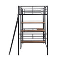 Twin Size Metal Loft Bed And Built In Desk And Shelves,Black Old Dku:Wf280270Aab Twin Black Metal