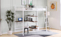 Twin Size Metal Loft Bed And Built In Desk And Shelves,White Old Sku:Wf280270Aak Twin White Metal