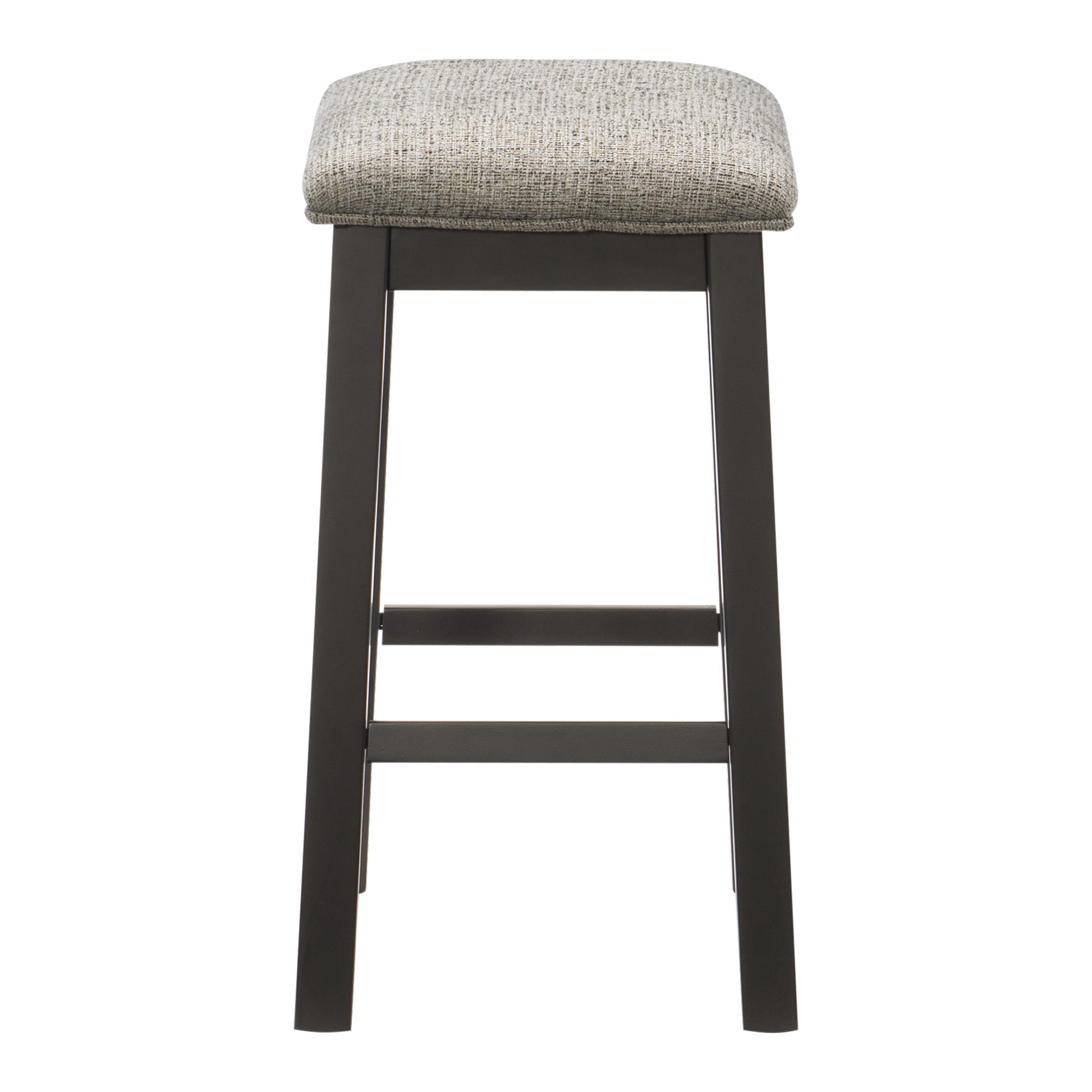 Modern Aesthetic Set Of 2 Counter Height Stool Gunmetal Gray Finish Wood Fabric Covered Padded Seat Gray Dining Room Modern Wood