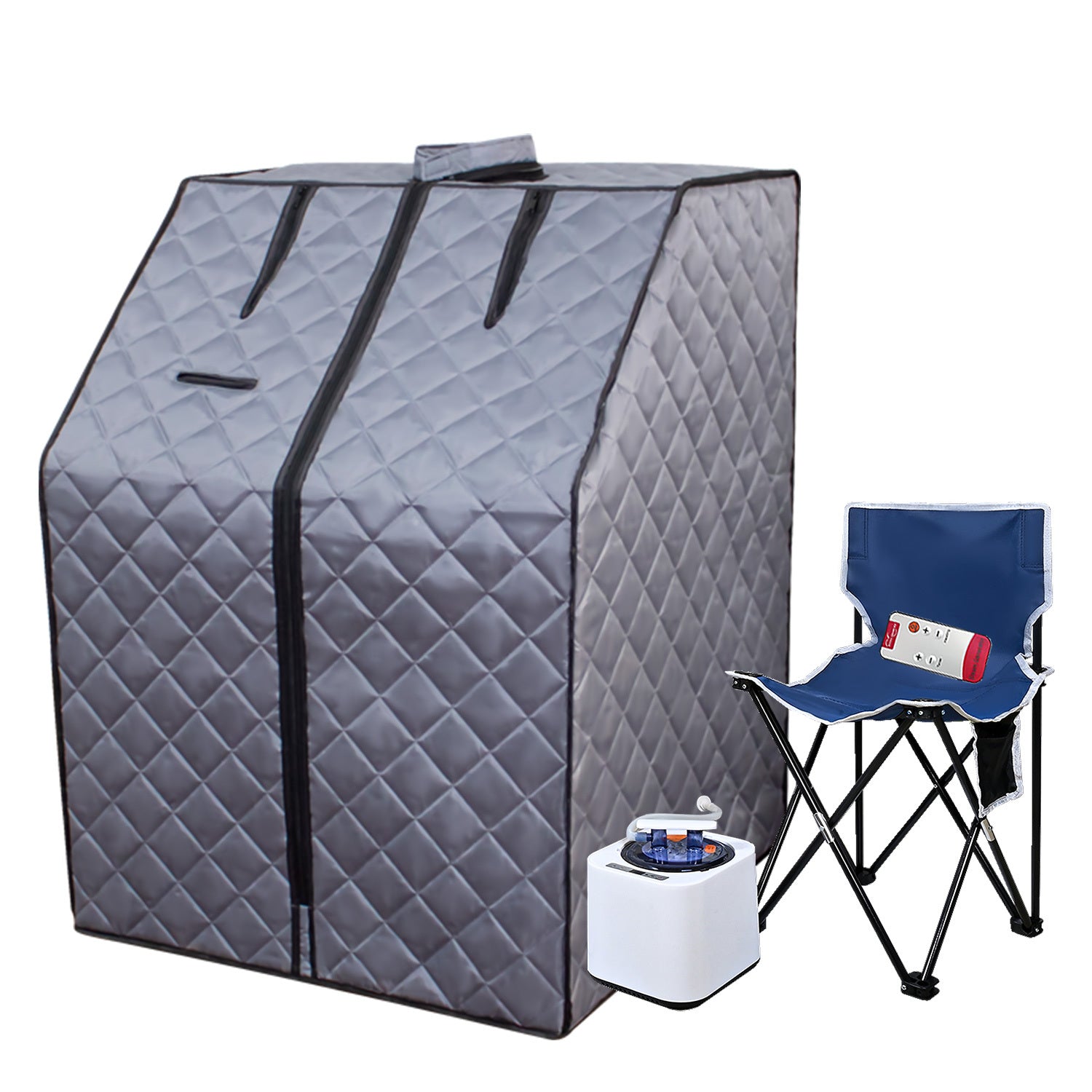 Sojourner Portable Sauna For Home Steam Sauna Tent, Personal Sauna Sauna Heater, Tent, Chair, Remote Included For Home Sauna Enjoy Your Own Personal Spa Grey Cotton Cotton