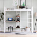 Twin Size Metal Loft Bed And Built In Desk And Shelves,White Old Sku:Wf280270Aak Twin White Metal