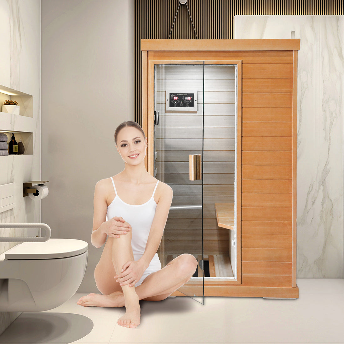 Infrared Sauna Room Single Room - Natural Metal &