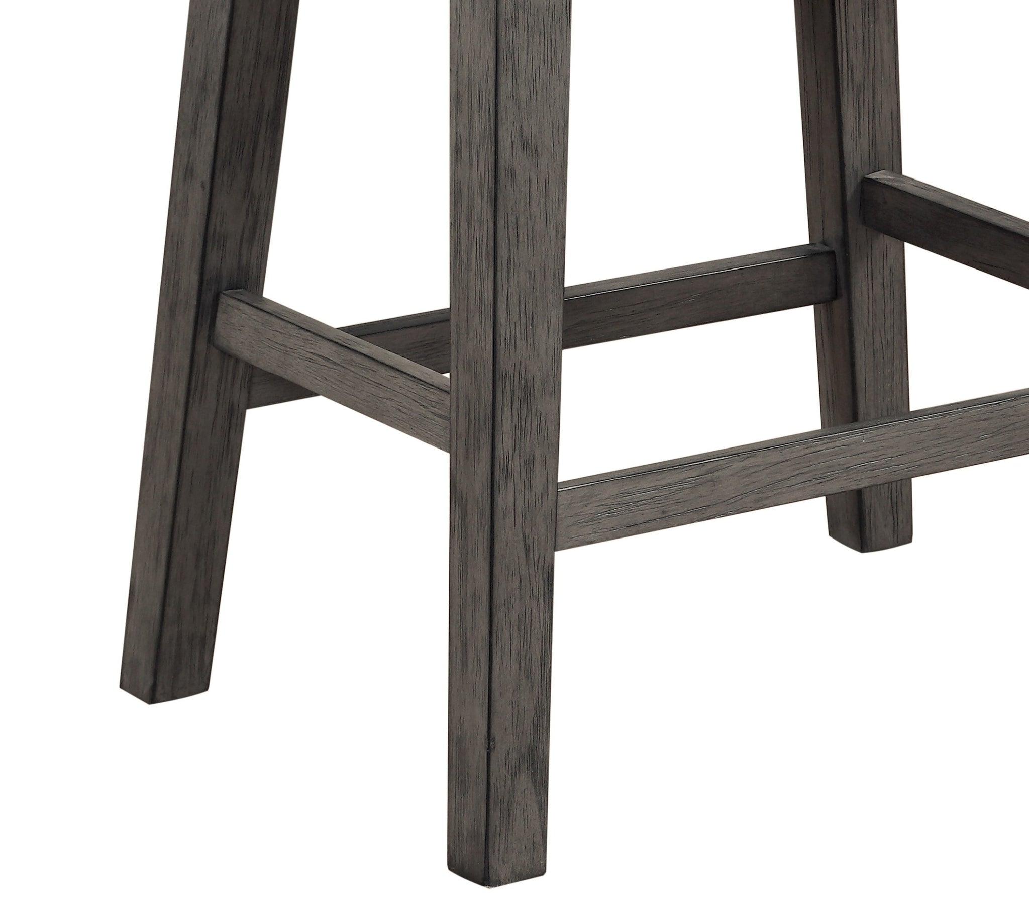 Gray Finish Set of 2 Counter Height Barstool Black gray-dining room-wood