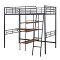 Twin Size Metal Loft Bed And Built In Desk And Shelves,Black Old Dku:Wf280270Aab Twin Black Metal