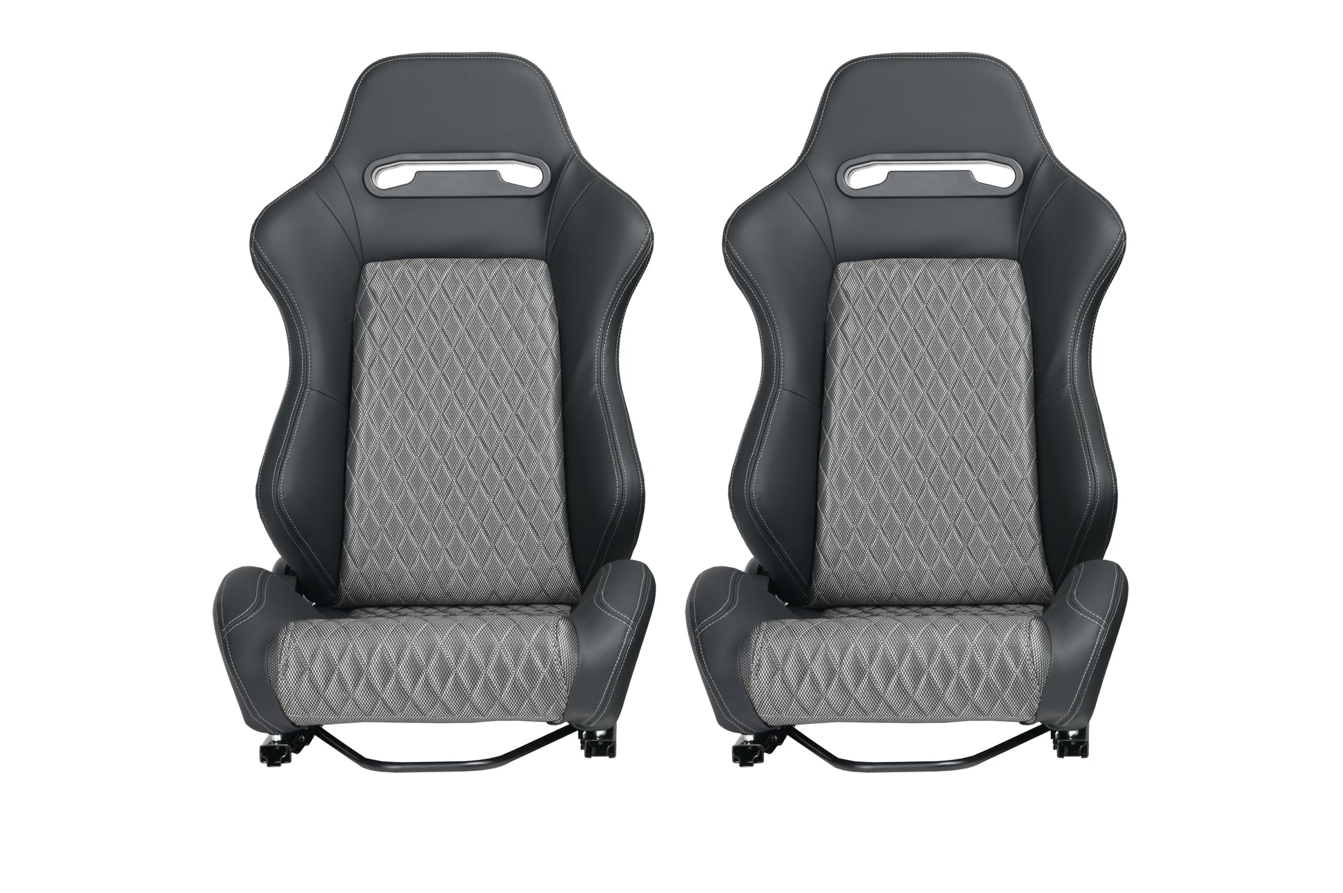 Racing Seat High Quality Pvc With Suade Material Double Slider 2Pcs Black Vinyl