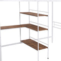 Twin Size Metal Loft Bed And Built In Desk And Shelves,White Old Sku:Wf280270Aak Twin White Metal